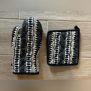 Black gold pot holders, boho home decor